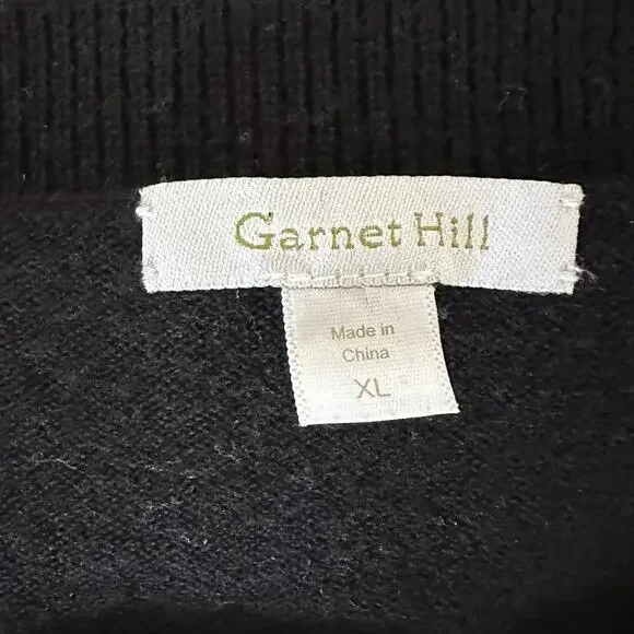 Garnet Hill Sweater Womens Extra Large Black Gray Leopard Print Wool Crewneck - Picture 6 of 8